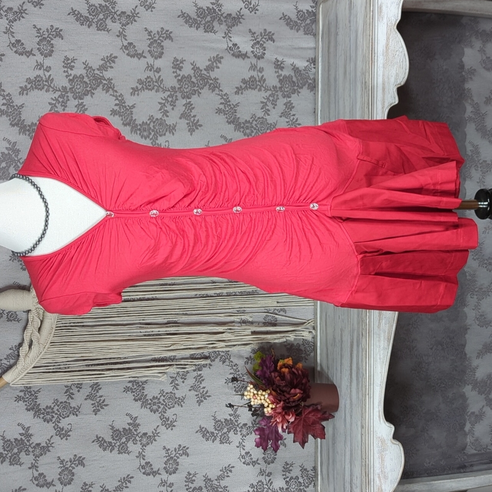 Dereon (Beyonce) Red button up pleated skirt dress